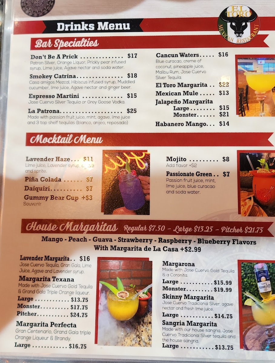 EL Toro Mexican Bar & Grill Menu - Image 1