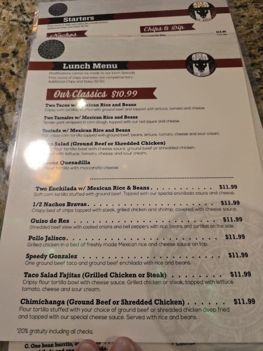EL Toro Mexican Bar & Grill Menu - Image 5